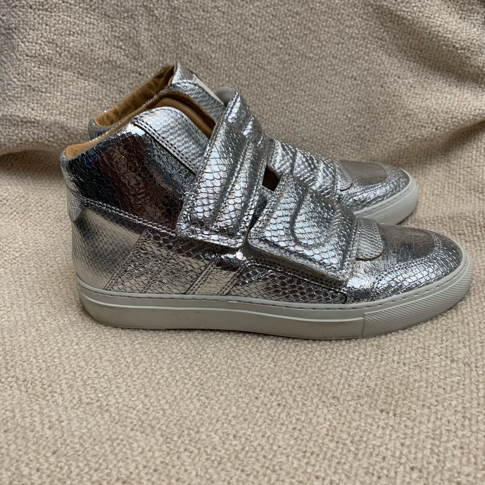 MM6 Maison Martin Margiela Silver Metallic Women's High Top Sneakers Size EU36.5